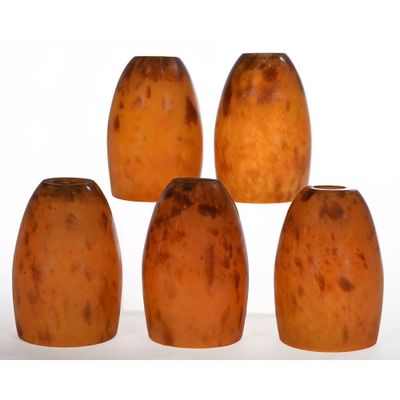 DAUM à NANCY. SUITE DE 5 TULIPES ART DECO en verre orangé et… - Photo 1