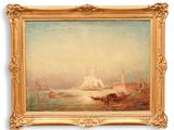 une image d'une peinture de bateaux dans un plan d'eau