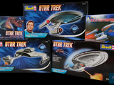 cinq figurines Star Trek exposées dans leur boîte
