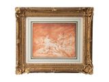an image of a painting of a woman on a horse in a gold frame