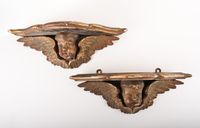 Paire de consoles d'applique en bois sculpté polychrome et d… (photo 6)