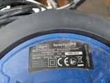a close up of a blue and black device