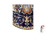 a picture of a blue and gold tie with a design on it
