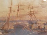 une image d'un tableau représentant un bateau dans l'eau