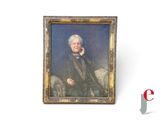 portrait d'un homme en manteau noir, dans un cadre doré