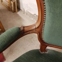 Paire de fauteuils en acajou, garnis de velours vert - Style… (photo 5)