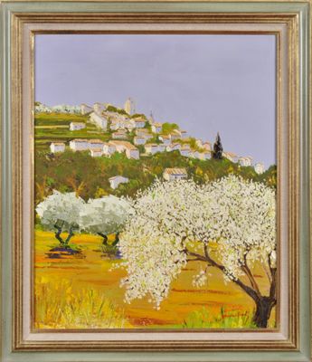 Ernest AUDIBERT (1922-2017) : Cerisiers en fleur à Lacoste. - Photo 1