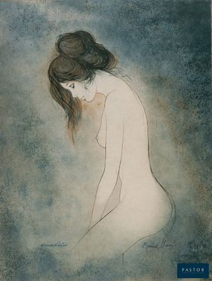 une image d'un tableau représentant une femme nue assise sur le sol