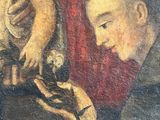 an image of a painting of a man holding a baby in his lap