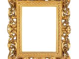 an ornate gold frame with a white background for a picture