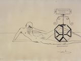 dessin représentant un homme allongé par terre à côté d'une chaise