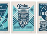 three posters of different types of beer on a white background