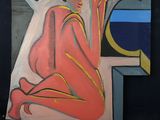 une peinture représentant une femme assise sur une chaise