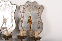 Paire d'appliques décoratives à deux lumières en fer et à l'… (photo 3)