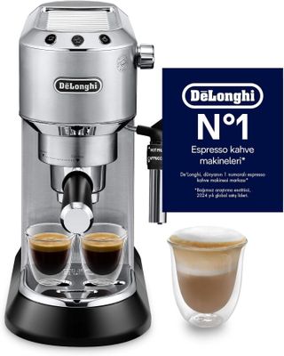 delonghi espresso coffee machine with a cup of espresso coffee