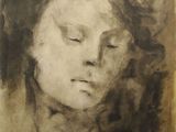 an image of a drawing of a woman ' s face with her eyes closed