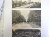 two pictures of horses and carriages in this picture