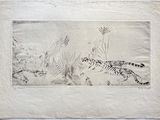 une image représentant un dessin d'un tigre dans la nature