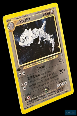 gros plan d'une carte pokemon sur fond noir