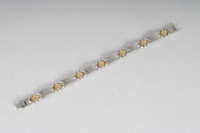 bracelet en acier, les maillons intercalaires plaquées d'or.… - Photo 1