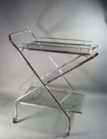 DESSERTE pliante en métal chromé et verre fumé 75 x 70 x 48 …