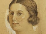 portrait of a woman in profile with her head turned to the side