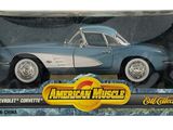 an image of a blue and white toy car in a box
