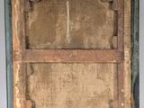 a painting of a wooden frame with a picture of a person in it