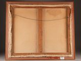 an image of a painting of a wooden frame with a rope hanging from it