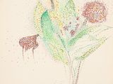 une image représentant un dessin de fleur parsemée de points
