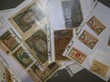 many different types of stamps on a table