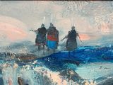 un tableau représentant deux personnes à bord d'une calèche