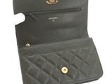 chanel black quilted leather wallet with gold hardware