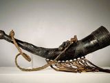 a large horn with a rope on top of it