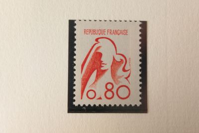 Timbre 80 centimes rouge vermillonné 1841B avec carte Yvert …