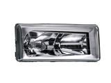 a close up of a car headlight on a white background