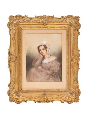 une image d'un tableau représentant une femme en robe blanche