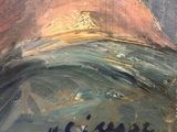an image of a painting of a mountain with a sky in the background