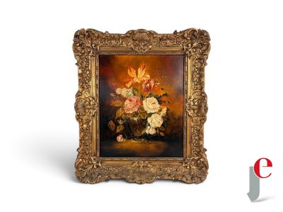une image d'une peinture de fleurs dans un vase