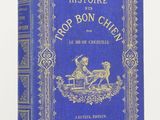 un livre bleu posé sur une table blanche