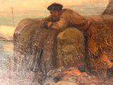un tableau représentant un homme assis sur un rocher au bord de l'eau