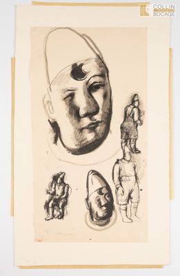 un dessin représentant le visage d'un homme et la tête d'une femme