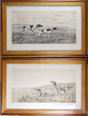 deux photos encadrées représentant des chiens courant dans un champ, avec le ciel en arrière-plan