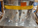 a picture of a stainless steel bucket on a pallet