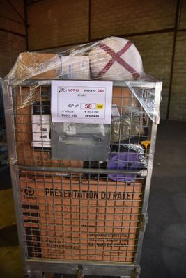 a cart that has a lot of items in it
