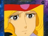 une illustration de anime représentant une femme avec un chapeau rouge et des cheveux blonds