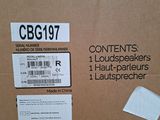 the box has a label on it that says contents, 1 loudspeakers, 1 lautsprecherer