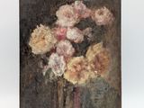 peinture représentant des fleurs dans un vase sur fond blanc