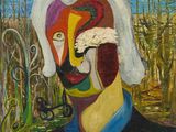 une image d'un tableau représentant un homme avec un chapeau sur la tête