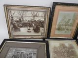 three framed pictures of people in a park with a crowd